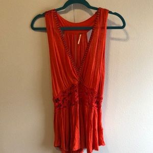 Free People cutout orange tank top